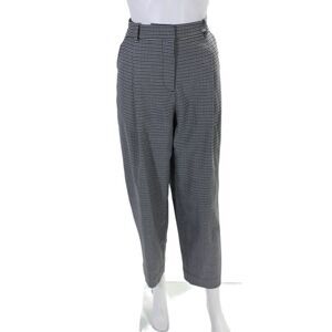 Me + Em Womens Houndstooth Pleated High-Rise Tapered Pants Trousers Black Size 8